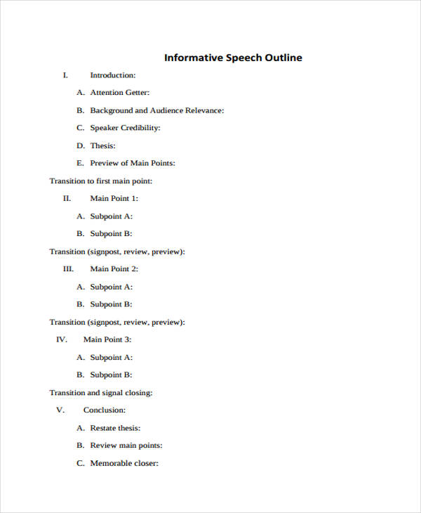 chronological informative speech outline