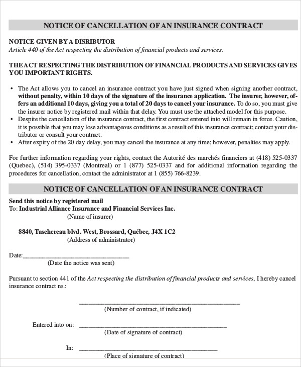 Cancellation Notice Templates 10 Free Word, PDF Format Download