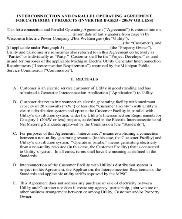 Interconnection Agreement Templates 12 Free Word, PDF Format Download