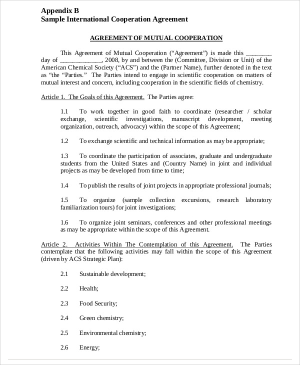 11 Cooperation Agreement Templates Free Word PDF Format Download