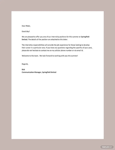 10+ Internship Appointment Letter Templates - Free Sample, Example ...