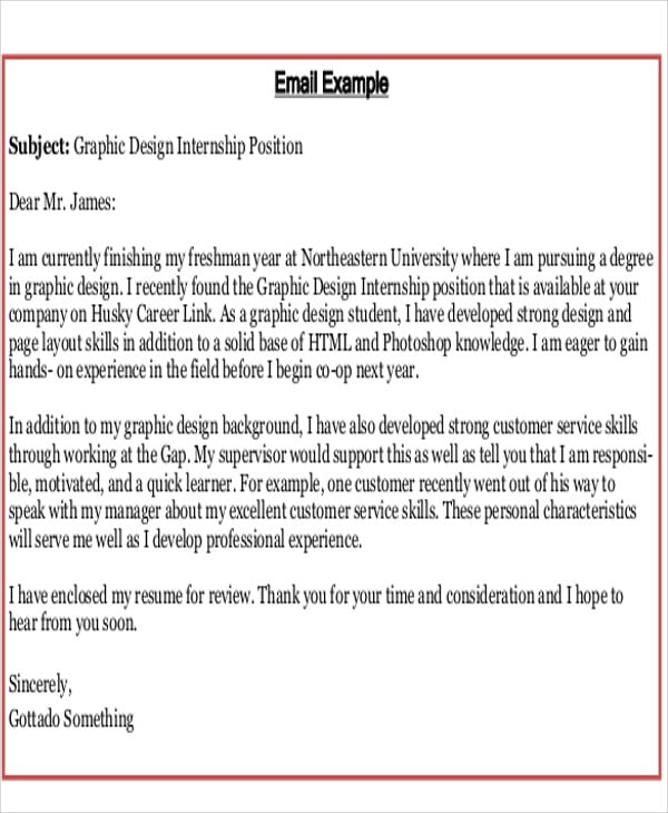 graphic design internship cover letter sample