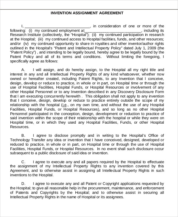 ip invention assignment agreement