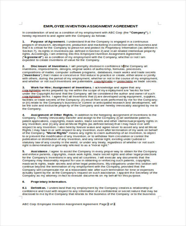 google invention assignment agreement