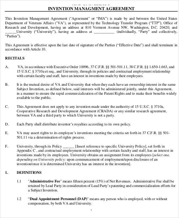 invention assignment agreement meaning