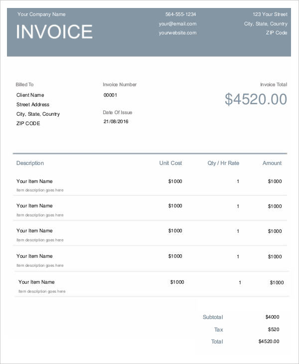 invoice sample