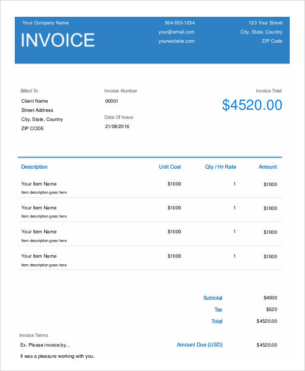 invoice sample