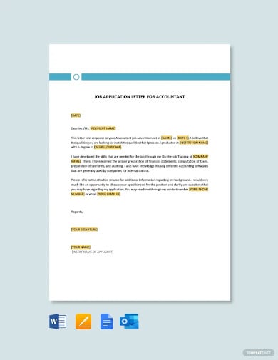 job application letter template for accountant