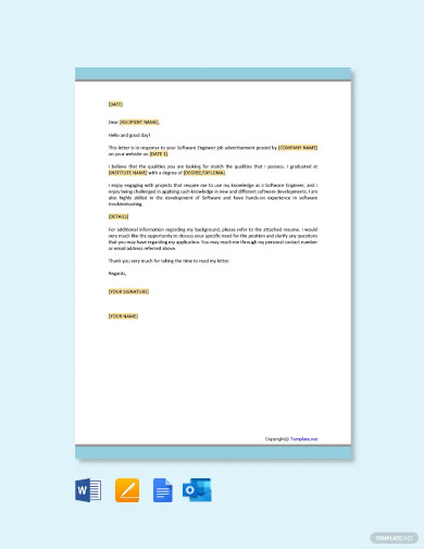 job application letter template for software engineer