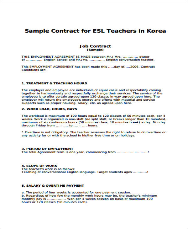 10+ Teacher Contract Templates Word, Google Docs, Apple Pages