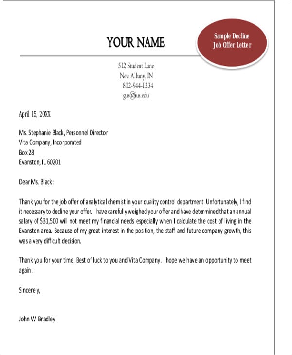 Rejection Thank-You Letter - 9+ Free Word, PDF format Download