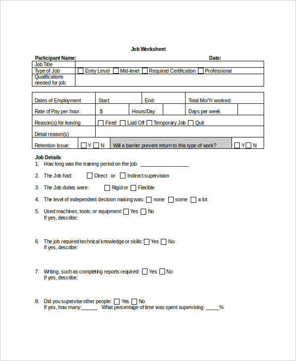 10+ Worksheet Templates - Free Sample, Example Format Download | Free