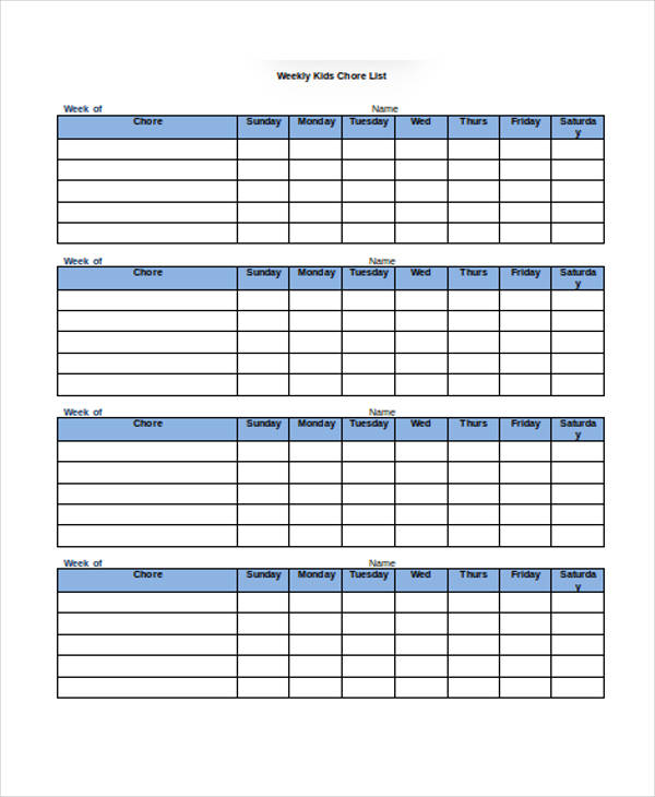 Kids Chart Templates - 7+ Free Word, PDF Format Download