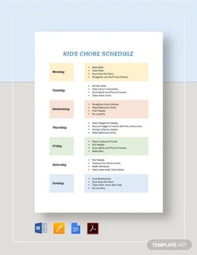 kids chore schedule template