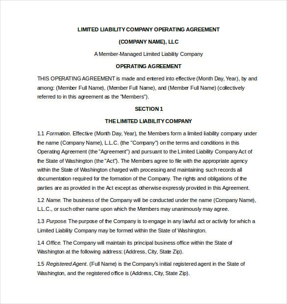 limited liability company operating agreement