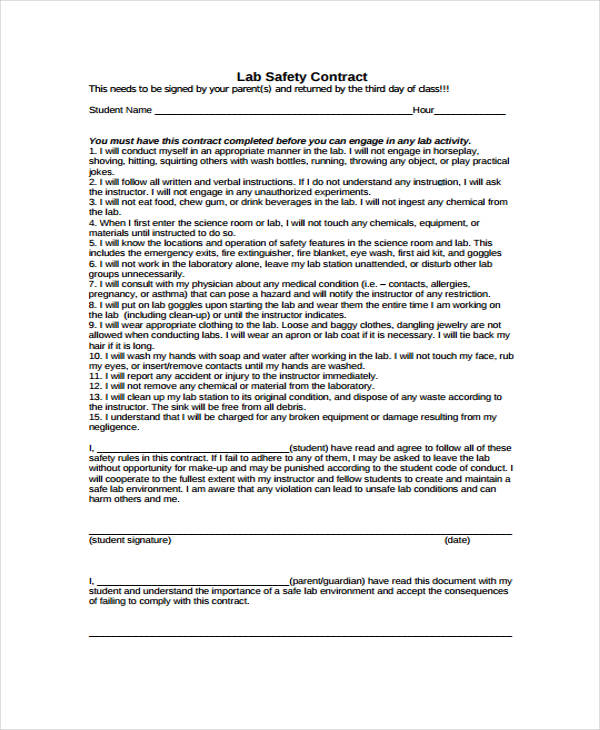 6-safety-contract-templates-free-sample-example-format-download