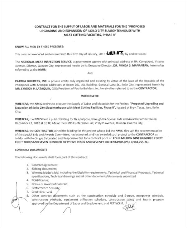 form labor template contract Supply PDF,  Contract  Free Templates  10 Apple Word,