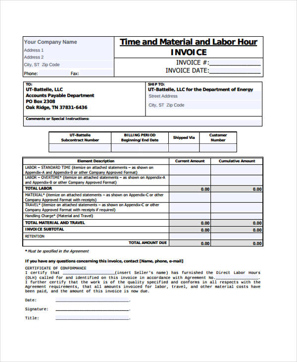 labor invoice