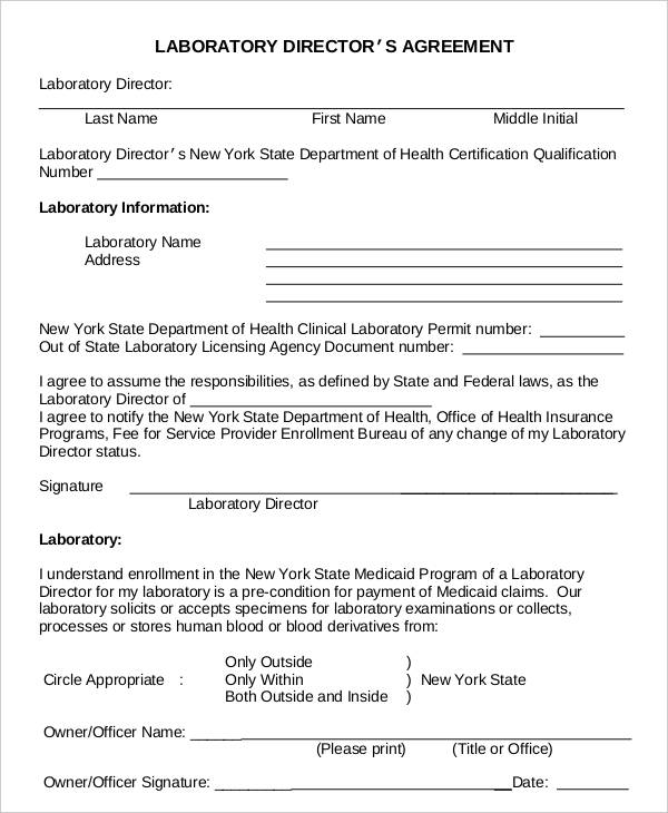 laboratory director agreement