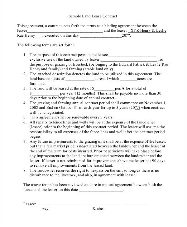 11+ Land Contract Templates Free Word, PDF Format Download