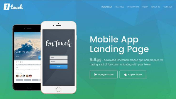 Mobile App Landing Page Template Free Download