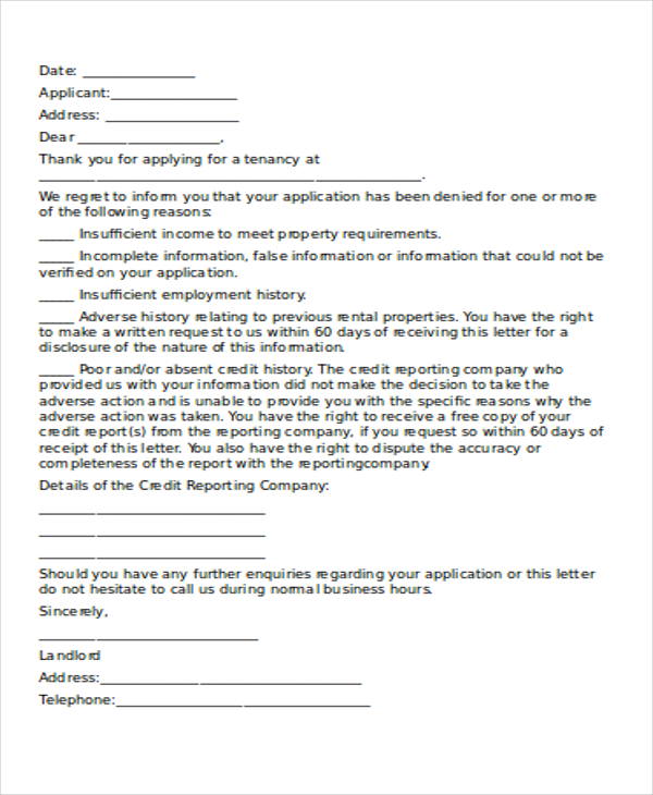 23+ Rejection Letter Templates Word, Google Docs, Apple Pages