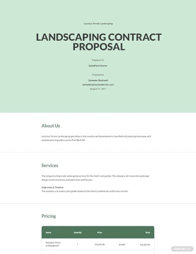 landscape contract proposal template