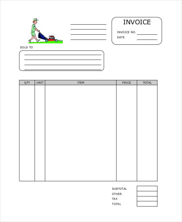 5 lawn care invoice templates free samples examples