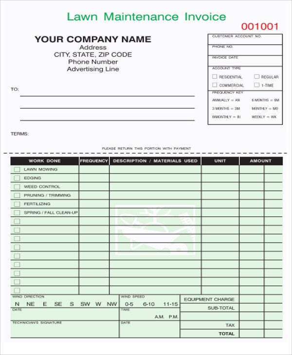 invoice format pdf Maintenance Sample, Templates  10   Free Invoice Example