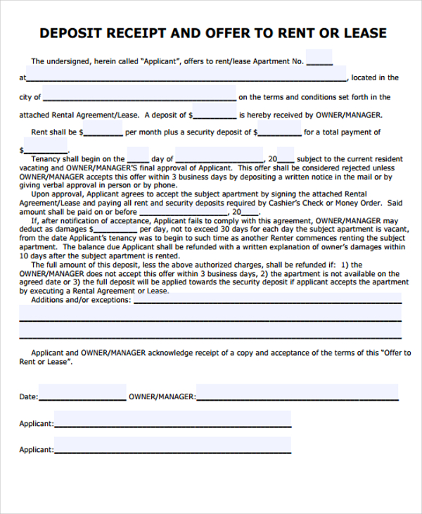 9+ Lease Receipt Templates Free Sample, Example Format Download
