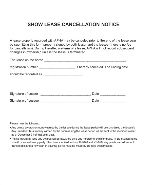 Cancellation Notice Templates 10 Free Word, PDF Format Download