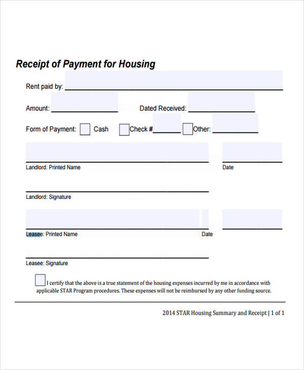 9 Lease Receipt Templates Free Sample Example Format Download