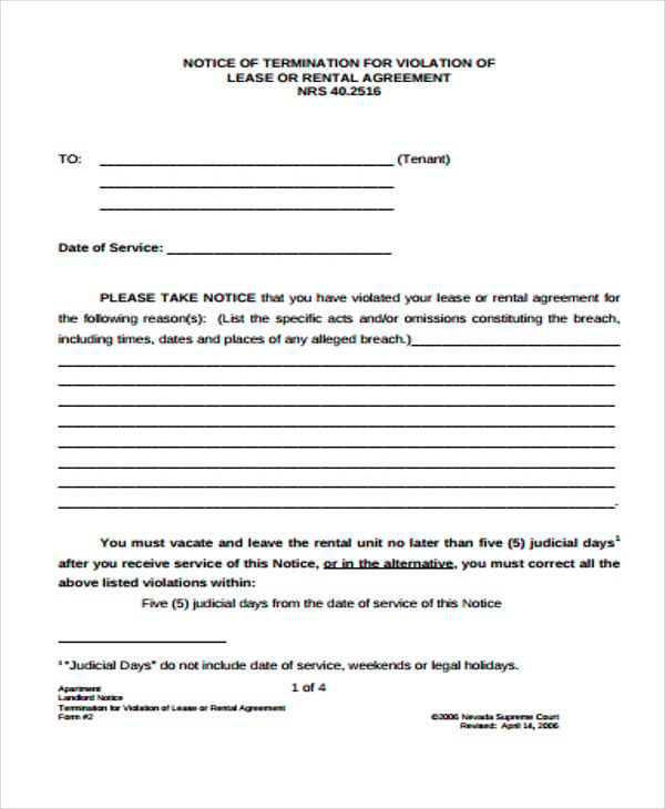 lease termination notice