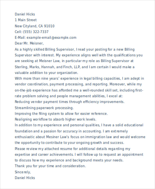 9+ Legal Cover Letter Free Word, PDF Format Download