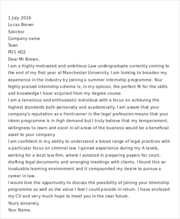 cover letter for legal advisor