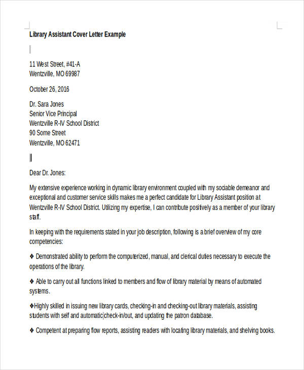 library cover letter