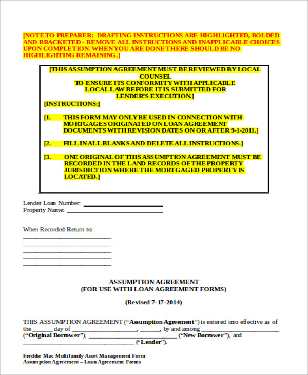 Assumption Agreement Templates 9 Free Word, PDF Format Download