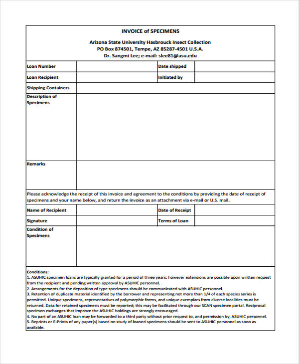 loan invoice