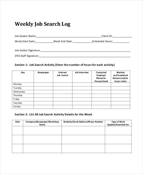 work search activity examples ohio