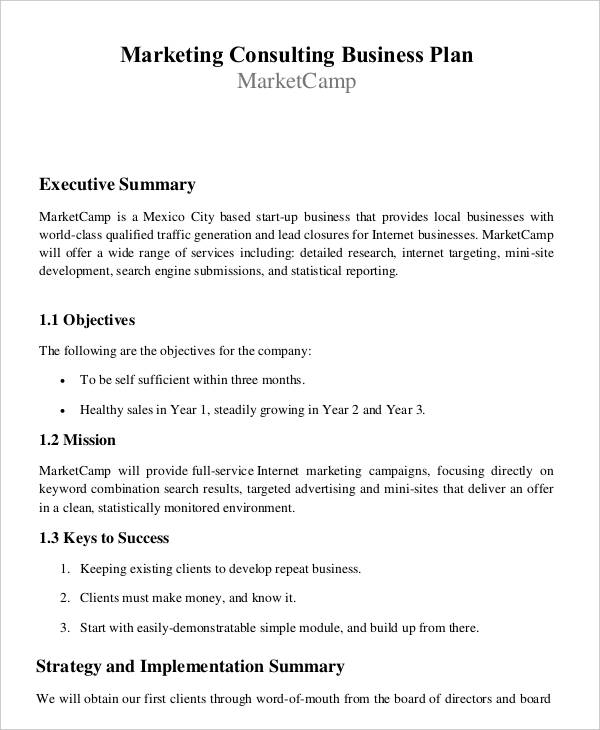 consulting firm business plan sample