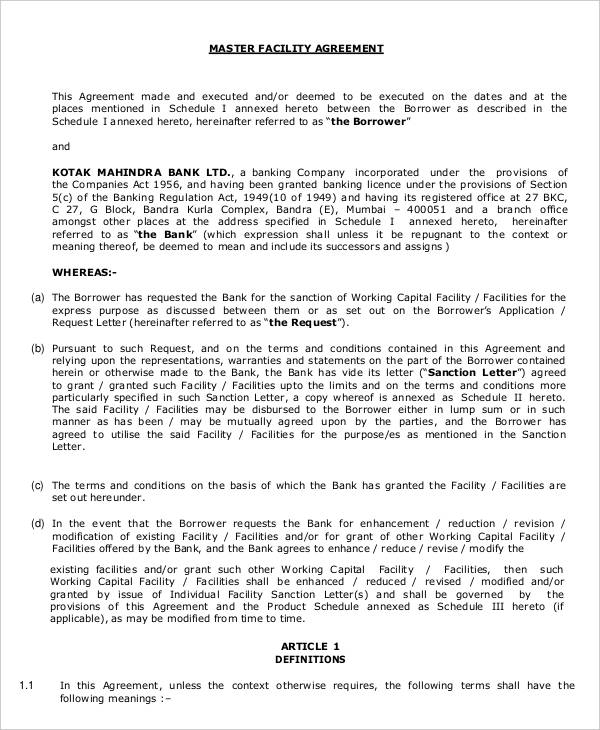 Facilities Use Agreement Template