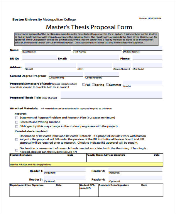 master proposal
