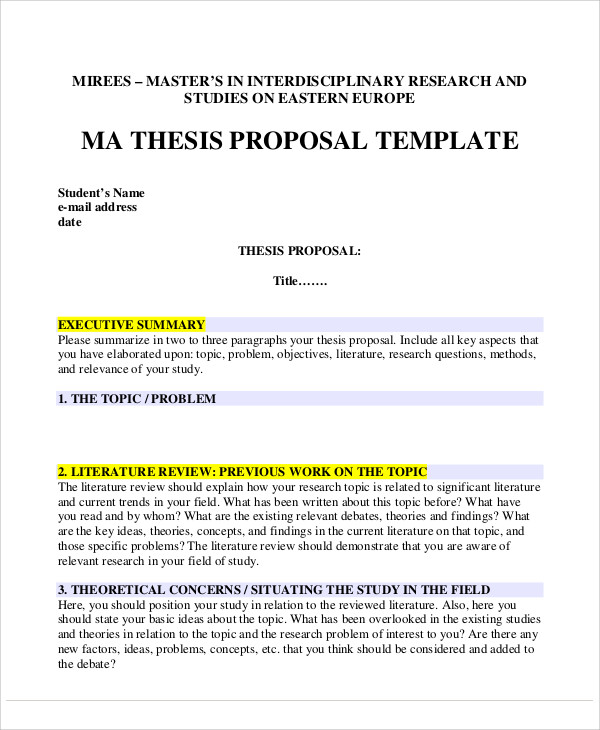 proposal for masters thesis