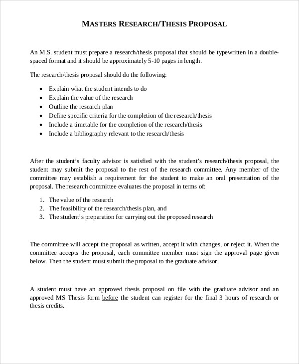 format of a masters research proposal