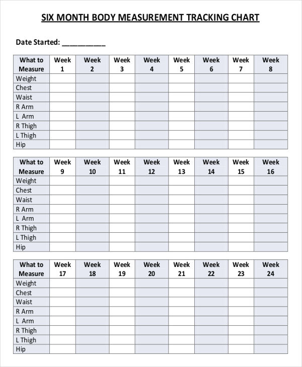 Body Measurements Chart Free To Download and Print