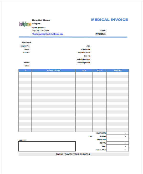 Medical Billing Templates Free Printable