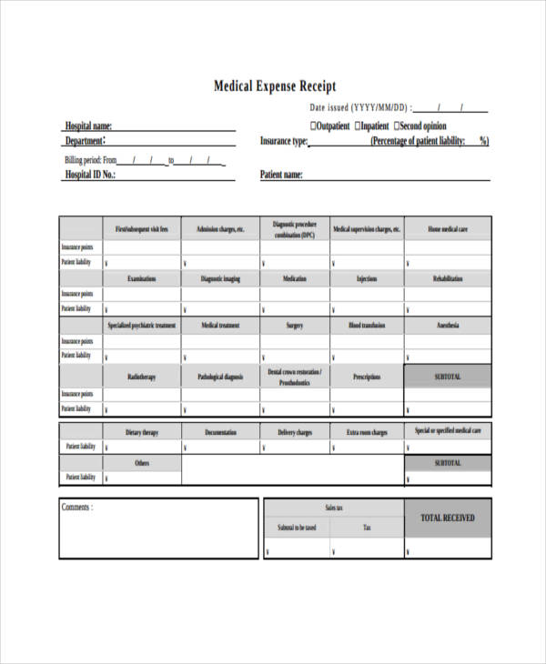 irs education expenses receipt format