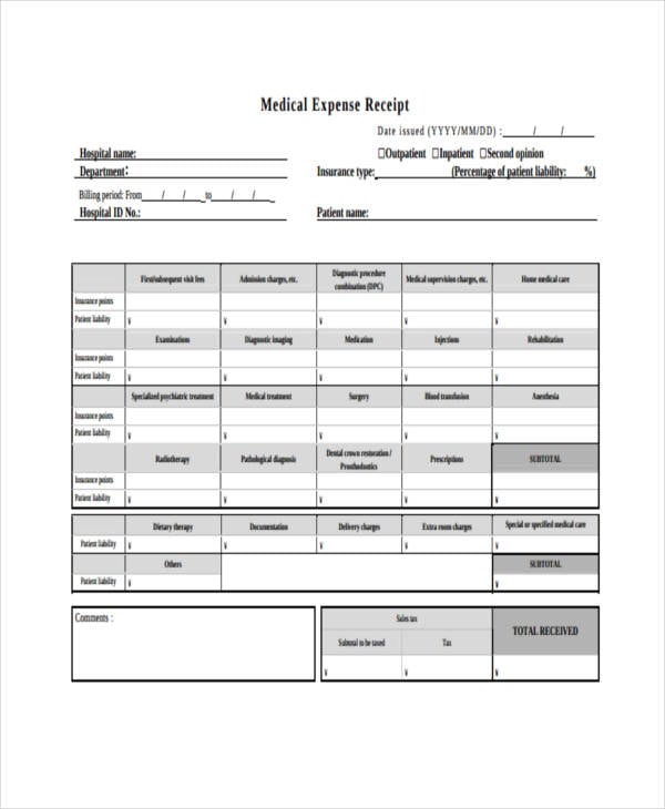 Expense Receipt Templates 8 Free Sample Example Format Download