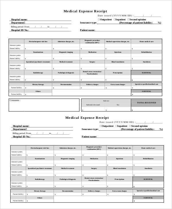 invoice google form Free Example  Sample, Format  Expense Receipt 4  Templates