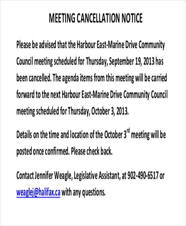 meeting cancellation